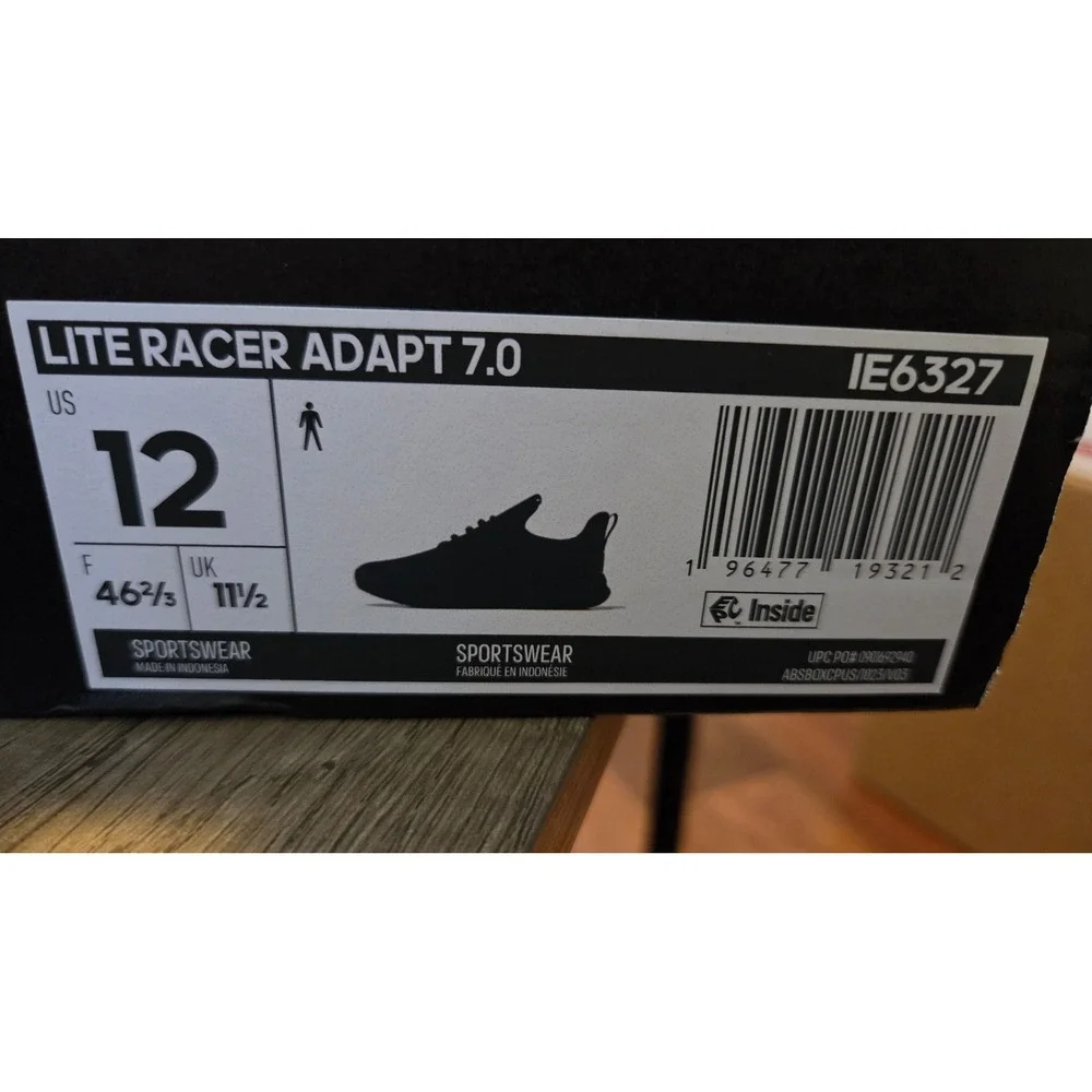 Adidas Lite Racer Adapt 7.0 Mens Navy Black Slip On Running Shoes IE6327 Size 12
